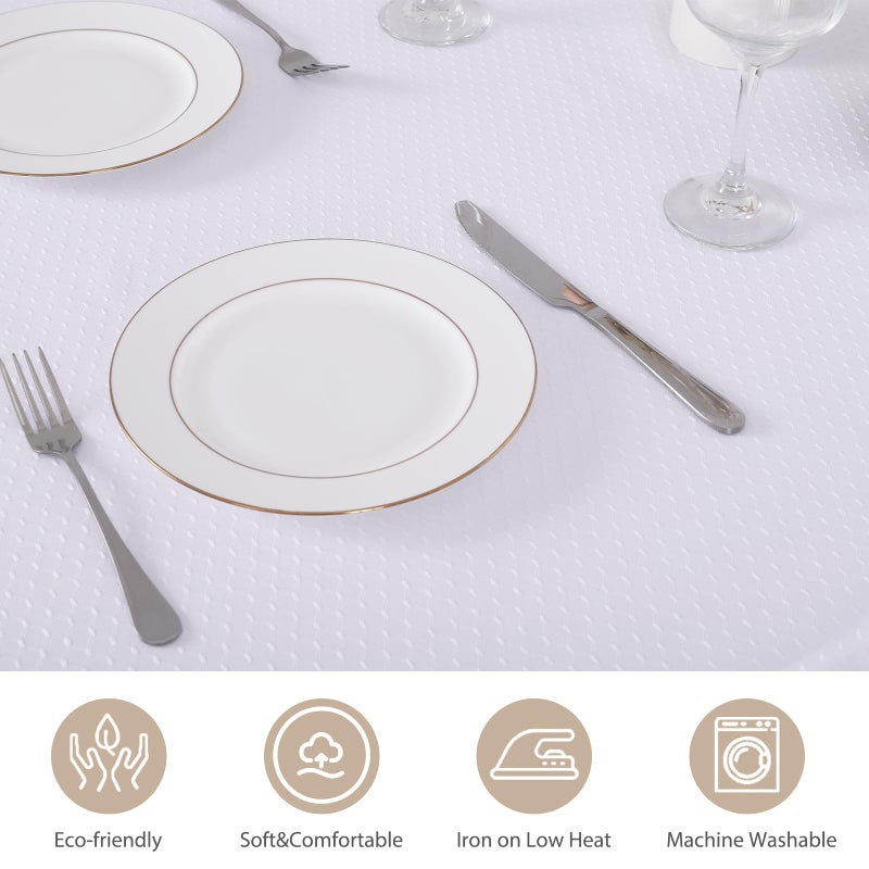 JUCFHY Jacquard Morrocan Rectangle Christmas Table Cloth Oil-Proof Spill-Proof and Water Resistance Tablecloth,Decorative Fabric Table Cover for Outdoor and Indoor Use,52 x 70 Inch,White - Image 5